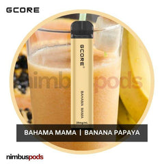 GCORE 1800 Disposable Bahama Mama | Banana Papaya One Hitters GCORE 20mg | 2.0% Nimbus Pods