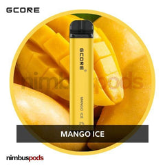 GCORE 1800 Disposable Mango Ice One Hitters GCORE 20mg | 2.0% Nimbus Pods