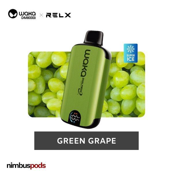 WAKA DM8000i Disposable SUPER ICE Green Grape One Hitters WAKA by RELX 20mg | 2.0% Nimbus Pods