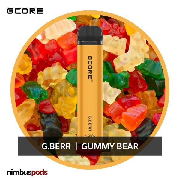 GCORE 1800 Disposable G.Berr | Gummy Bear One Hitters GCORE 20mg | 2.0% Nimbus Pods