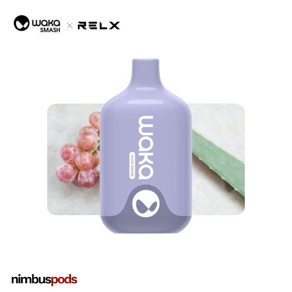 WAKA Smash x RELX Disposable Aloe Grape One Hitters WAKA by RELX 20mg | 2.0% Nimbus Pods