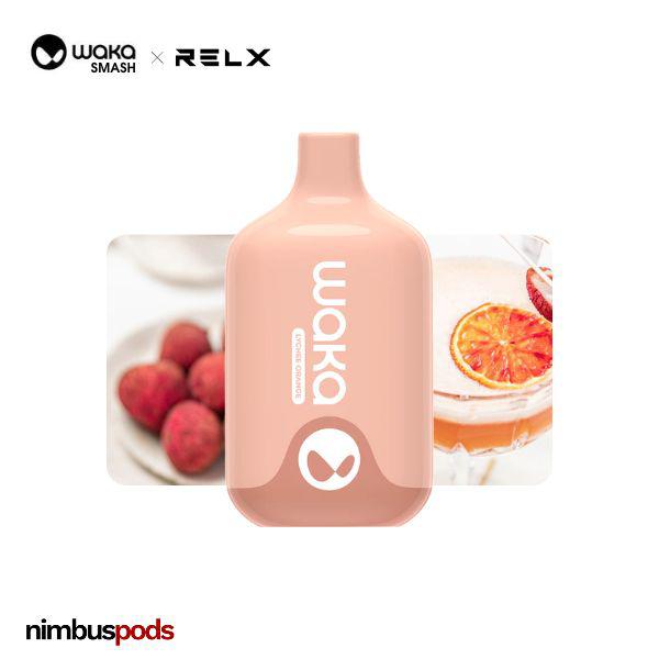 WAKA Smash x RELX Disposable Lychee Orange One Hitters WAKA by RELX 20mg | 2.0% Nimbus Pods